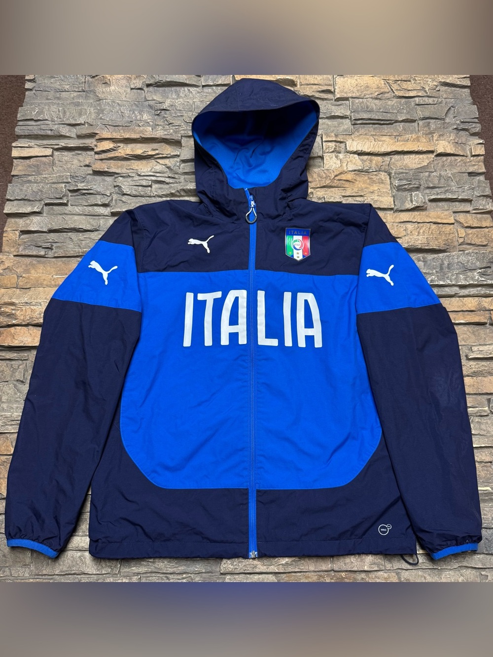 Italia Italy Futbol Jacket Men’s Large Full Zip Soccer Puma Mens Blue World Cup